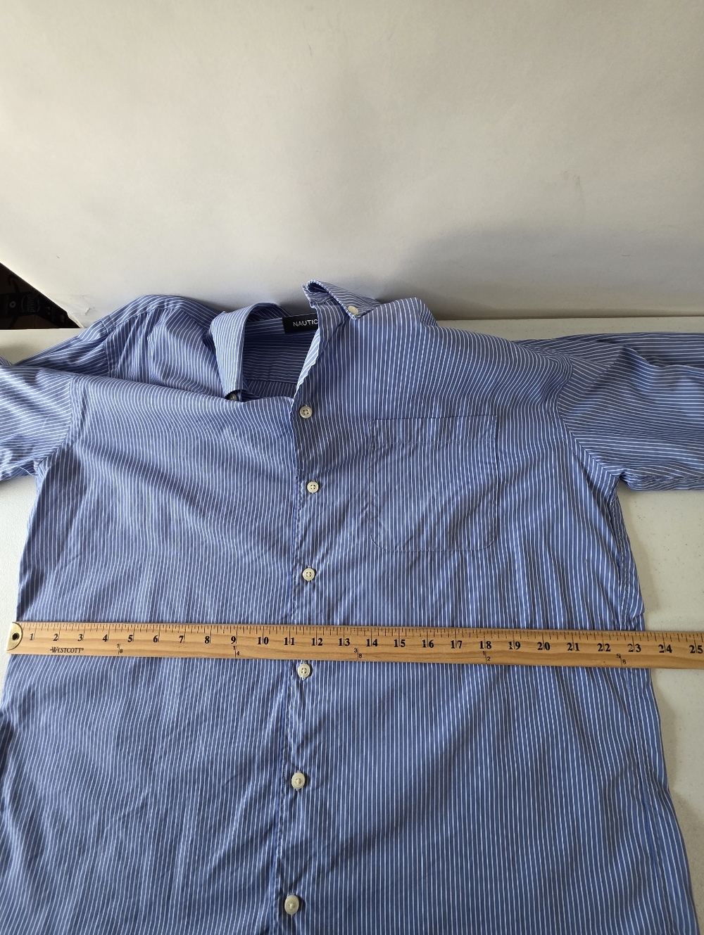 Nautica 100% Cotton Striped Shirt Size 16 34/35 Long Sleeve Button Down Career - Picture 6 of 10